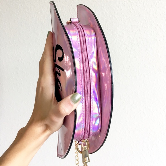 Throwing Shade Pink Fan Holographic Crossbody Bag - Picture 8 of 8